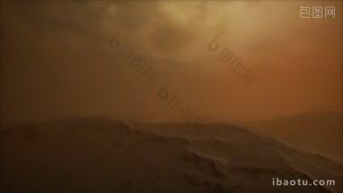 k日落时沙漠的沙尘暴